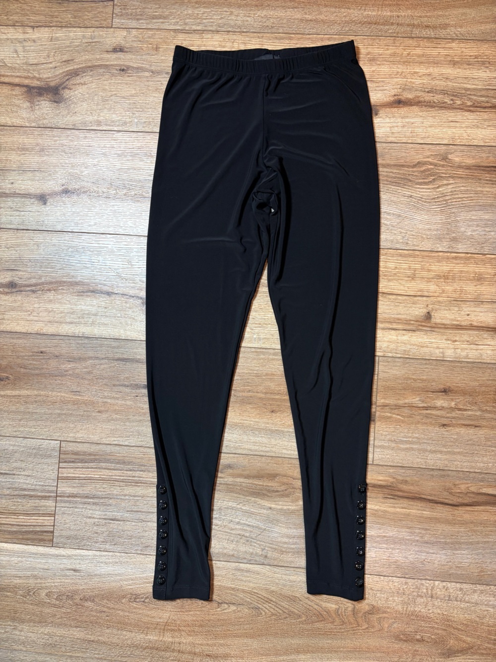 Sun Kim City-Chic quite luxury minimalist black ankle-button Lagenlook leggings - Picture 2 of 9